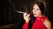 Seductive woman Tanya adores smoking a 120mm cigarette with a holder