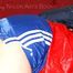 Jill tied and gagged on a sofa wearing a shiny nylon shorts and a rain jacket (Pics)