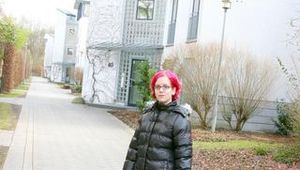 Marlin posing a bit and walking in a park wearing a sexy down jacket and a jeans (Pics)