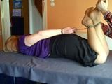 Hogcuffed and tickling feet