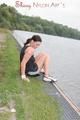 Enni outdoor wearing a sexy black shiny nylon shorts and a black top (Pics)