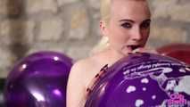 470 Chrissy pops 3 of her logo balloons