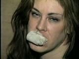 26 YEAR OLD RIVER VERY TIGHTLY WRAP TAPE GAGGED, PANTYHOSE FEET TICKLED, STUFFED MOUTH & DROOLING (D52-8)