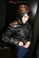 Jill going in the cellar wearing a sexy blue rain pants and a black shiny nylon down jacket (pics)