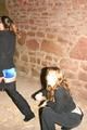 Stella and Leonie in a cellar wearing sexy shiny nylon shorts under their jeans (Pics)