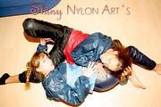 Stella and Leonie having fun with eachother wearing sexy shiny nylon rainwear (Pics)
