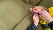 Myxxxy bound and gagged by an Intruder when she comes home after a walk in the rain