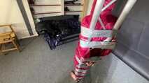 Myxxxy bound and gagged in shiny nylon Rainwear