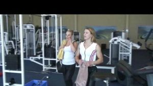 Being with Katharina and Jenny in the fitness studio both wearing supersexy rainwear (Video)