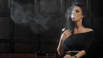 Gorgeous brunette Daria enjoying a cigarette in the hot smoking video