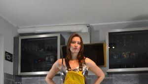 Miss J testing some heavy raingear