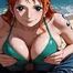 Hot redhead Nami sex in the beach