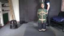 Myxxxy bound gagged and vibed in shiny nylon Rainwear and finally suspended