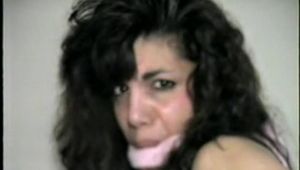35 YEAR OLD ITALIAN HAIRDRESSER TIED TO CHAIR WITH THIN RAWHIDE, CLEAVE GAGGED AND HANDGAGGED (D56-4)
