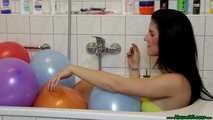 taking a bath with balloons [nails, scissors lighter]