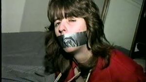 WINDOW WASHER WENDY IS BAREFOOT, BALL-TIED, TAPE GAGGED, MOUTH STUFFED, WRISTS & HANDGAGGED (D45-15)