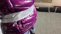 Aiyana bound, gagged, vibed and satisfied :) in a shiny nylon Downjacket