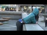 Alina walking on the street wearing a supersexy  down jacket and a jeans (Video)