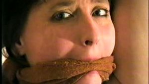 HUMILIATED HOOKER IS TIT TIED, NIPPLE PINCHED, PUSSY RUBBED, HAND & WRISTS GAGGED (D43-13)