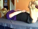 Hogcuffed and tickling feet
