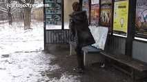 118011 Cynthia Vellons Pees At The Bus Stop