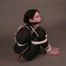 4 short videos in one of an beautiful black haired archive girl tied and gagged on the floor wearing sexy shiny nylon rainwear (Video)