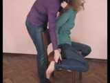 Alexa and Catt - Blonde Alexa gets handcuffed by Catt in a softcore domination scene (video)