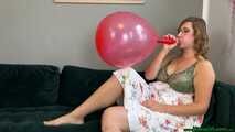 Blow2Pops custom red Longneck balloon in bra