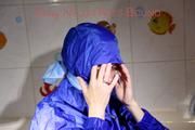 Sonja ties, gagges and hoodes herself in a bath tub wearing supersexy shiny nylon rainwear (Pics)