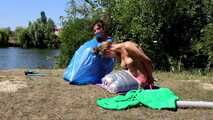 Dana & Ketrin  - Dana joins to her former captive, both are ball tied and trash bag packed (video)