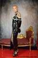 Miss Francine bound and gagged with layers of gags in a sexy PVC dress