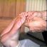 24 Yr OLD CRAFTER IS RING-GAGGED, BAREFOOT, HOG-TIED, WEARING JEANS, TOE-TIED, HANDGAGGED & DROOLS (D64-6)