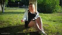 Nastya is smoking in the park
