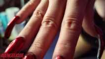 Long claws on the slave's cock