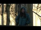 Alina walking on the street wearing a supersexy  down jacket and a jeans (Video)