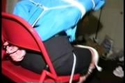 19 YR OLD NURSE'S AID  TIES, HANDCUFFS AND GAGS HERSELF AND IS MOUTH STUFFED, CLEAVE GAGGED, BLINDFOLDED & TIED TO A CHAIR (D68-11)