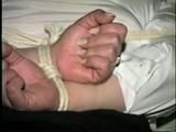 30 Yr OLD BBW SINGLE MOM IS HOG-TIED, WRAP TAPE GAGGED, BALL-TIED NAKED ON THE BED, CLEAVE GAGGED,  NYLON STOCKING FEET TIED AND TOE-TIED (D62-2)