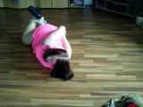 Sandra hogtied on the floor