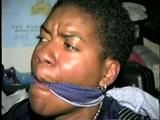 BLACK COLLEGE STUDENT BALL-TIED, BAREFOOT, TOE-TIED & CLEAVE GAGGED (D40-4)