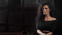 Gorgeous brunette Daria enjoying a cigarette in the hot smoking video