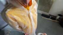 Myxxxy bound and Pantygagged in shiny nylon Rainwear
