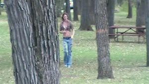 Aubrey Lee - naughty babysitter gives an outdoor blowjob