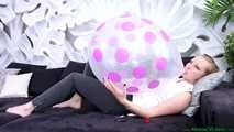 Blow2Pop clear U16 purple polka dot balloon