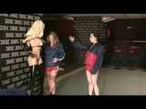***HOT HOt HOT*** Jenny and Petra wearing sexy shiny nylon shorts and tops posing and exploring the club (Video)