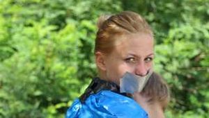 Dana and Asya - Asya is packed in trash bags