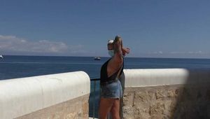 Nova Pink tied in public on the Pirate Island