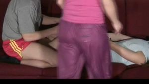 04:30 Min. video with a nice cuty tied and gagged by her boyfriend in shiny nylon shorts