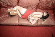 Mia in body suit Hogtie