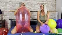 Olivia & Mia - two sexy girls pops your balloons by nail2pop, sit2pop, bite2pop, stomping and one b2p