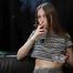 18 years old Margarita is smoking strong 120mm cigarette